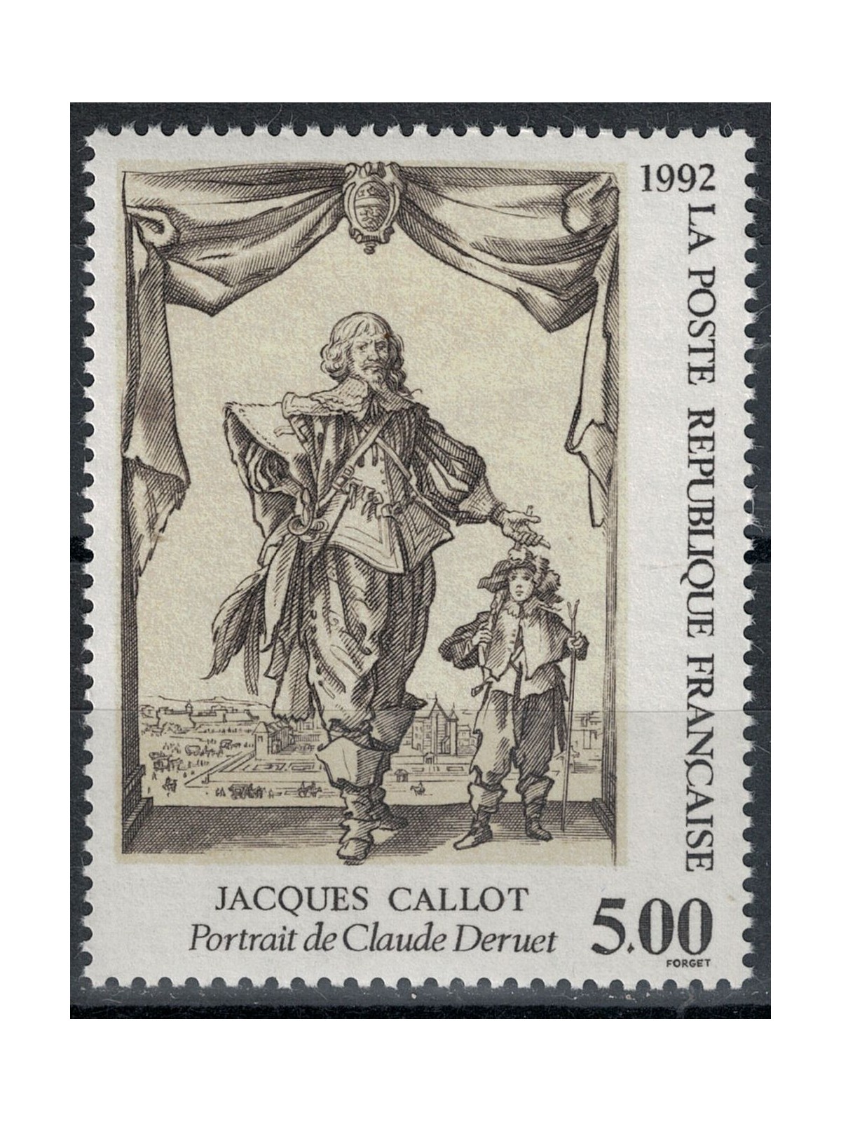FRANCE 1992 Art (Jacques Callot, Portrait of Claude Deruet) MNH**