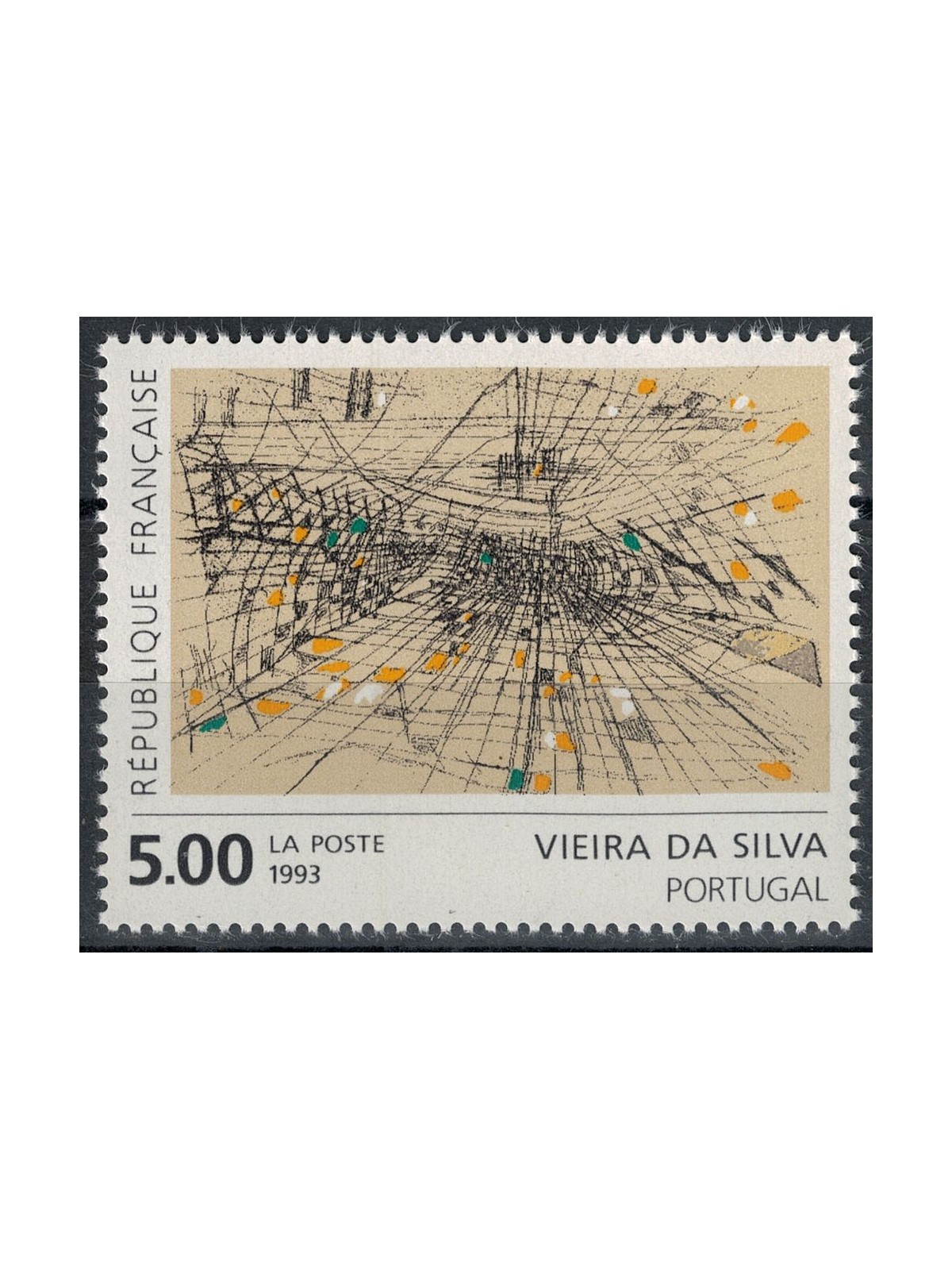 FRANCE 1993 Art (Vieira da Silva, Abstract Work) MNH**