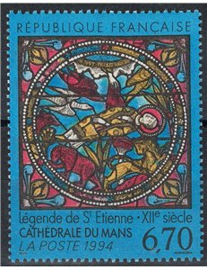 FRANCE 1994 Art (Stained glass window of the Cathedral of Mans) MNH**