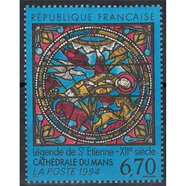 FRANCE 1994 Art (Stained glass window of the Cathedral of Mans) MNH**