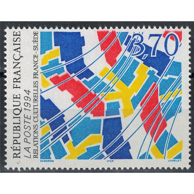 FRANCE 1994 Art (Flags of FRANCE and Sweden) MNH**