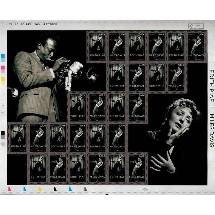 FRANCE 2012 Edith Piaf and Miles Davis m/s MNH**
