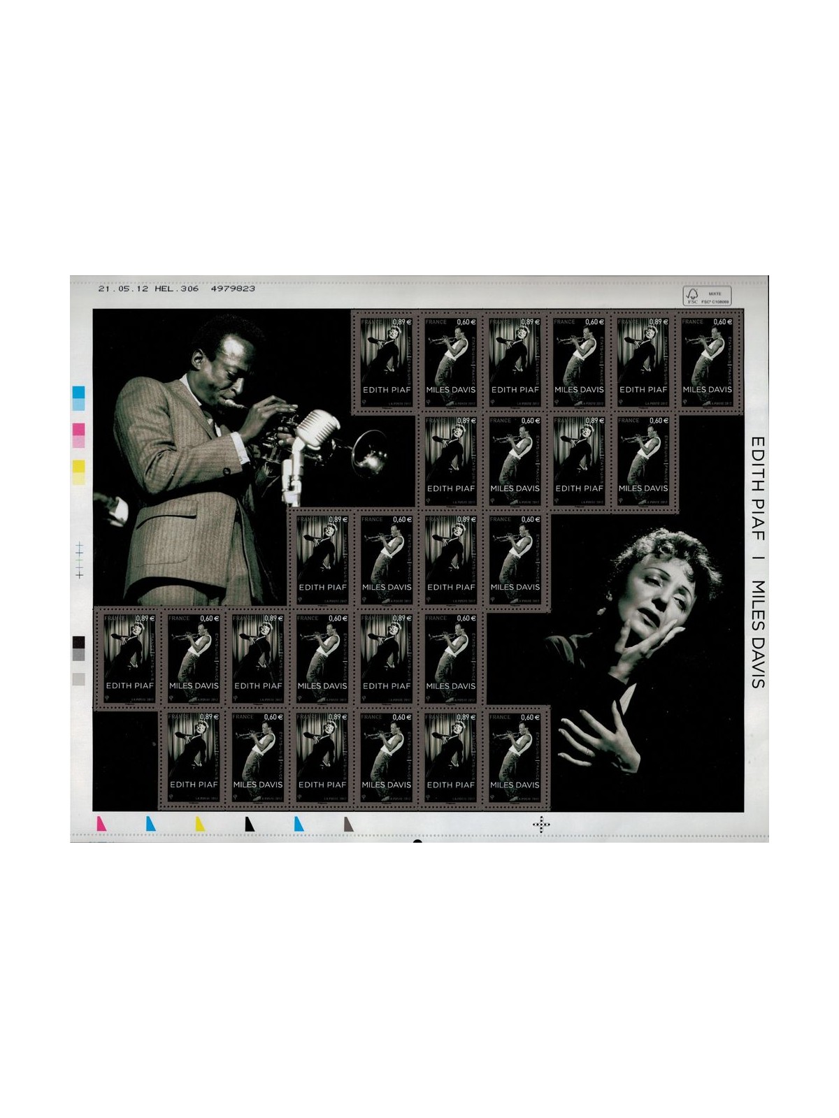 FRANCIA 2012 Edith Piaf e Miles Davis MF MNH**