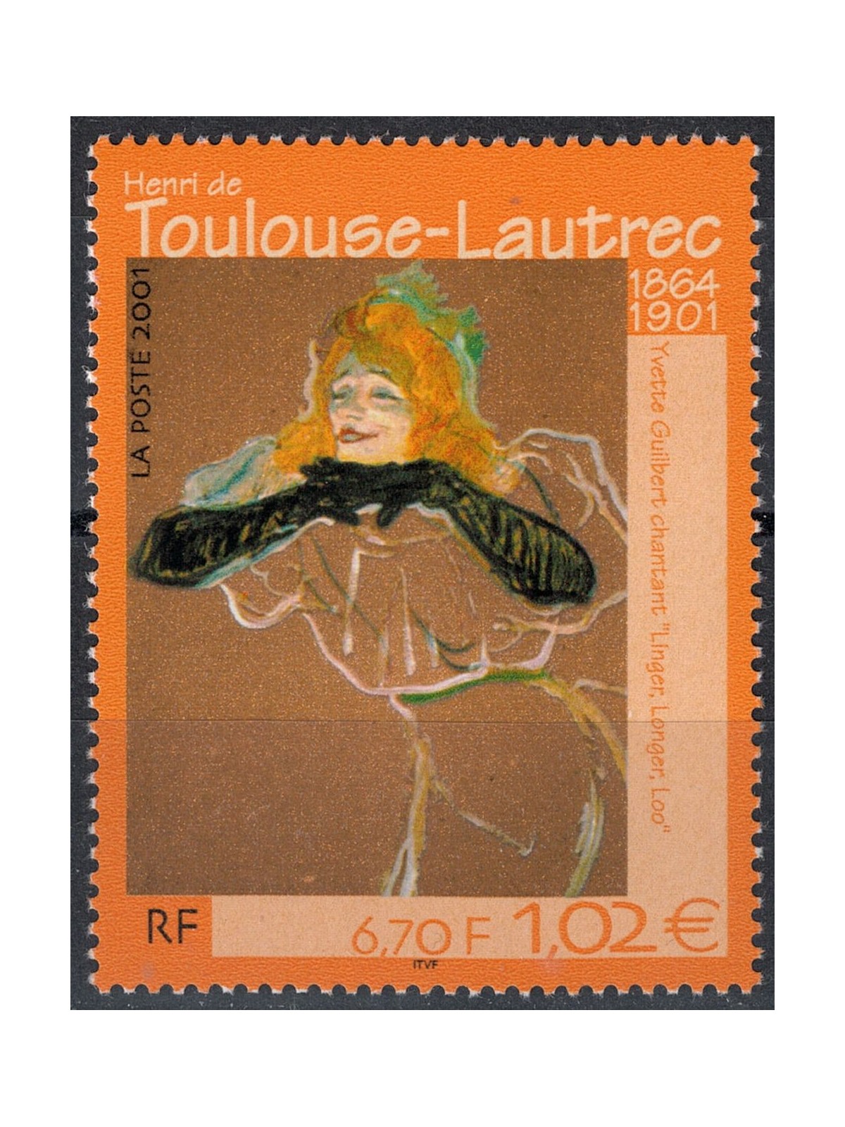 FRANCE 2001 Art (Henri de Toulouse-Lautrec) MNH**