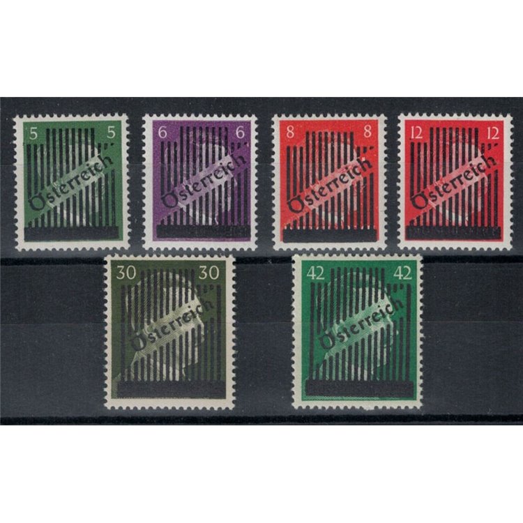 AUSTRIA 1945 German stamps overprinted with vertical lines 6v MNH**