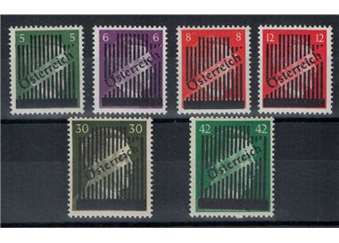 AUSTRIA 1945 German stamps overprinted with vertical lines 6v MNH**
