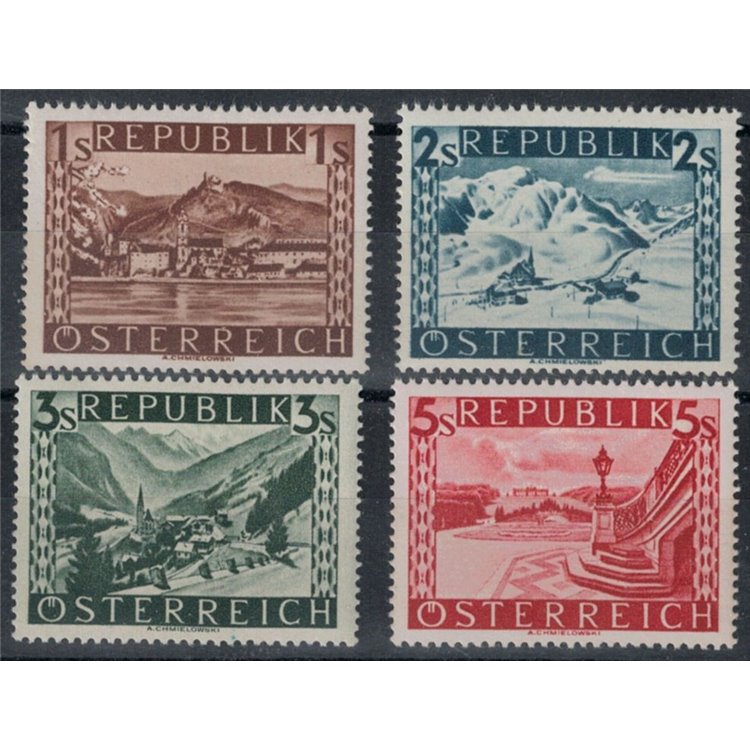 AUSTRIA 1945 Vedute, paesaggi (scellini) 2° tipo 4v MNH**
