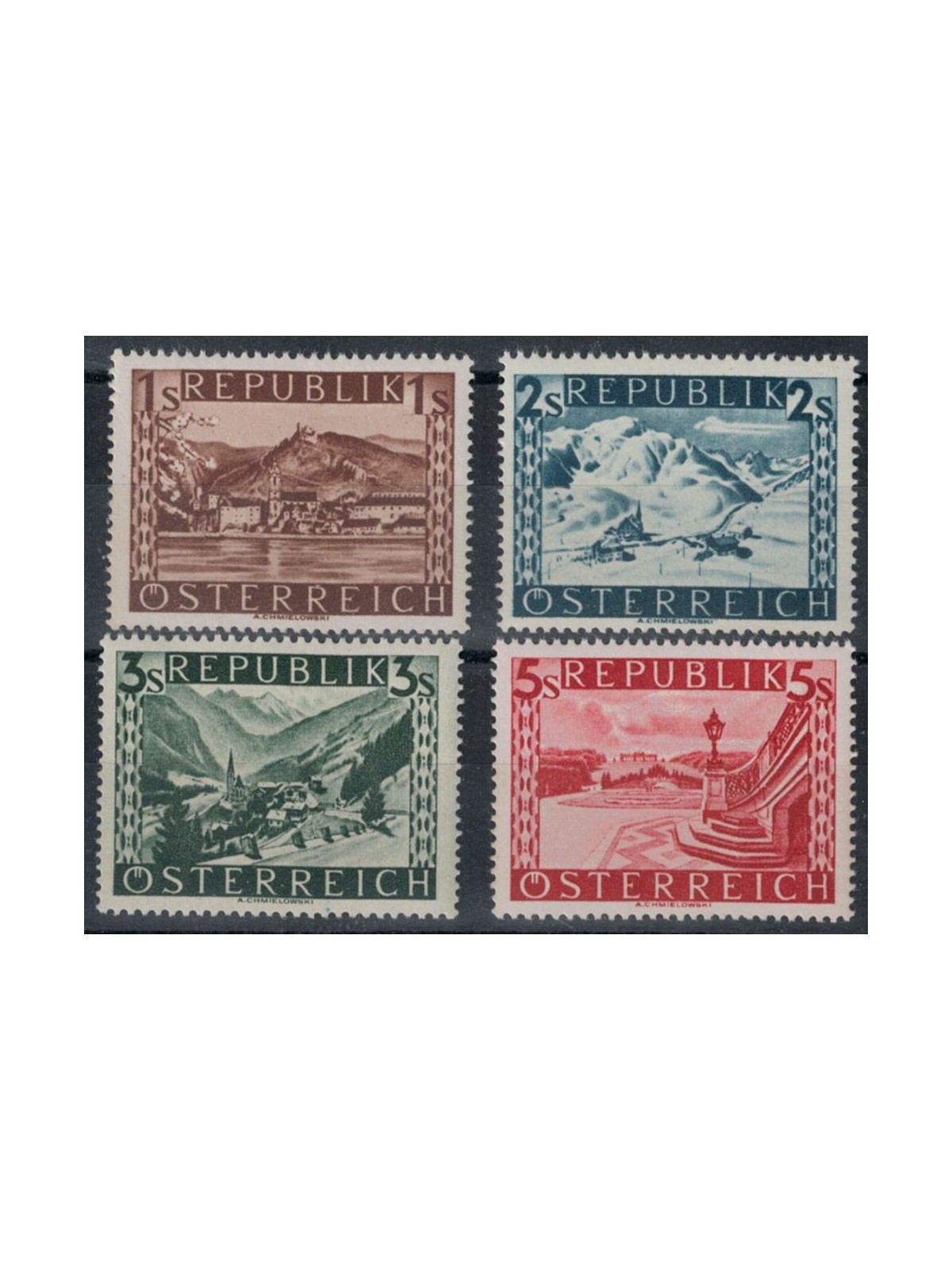 AUSTRIA 1945 Views, landscapes (schillings) 2nd type 4v MNH**
