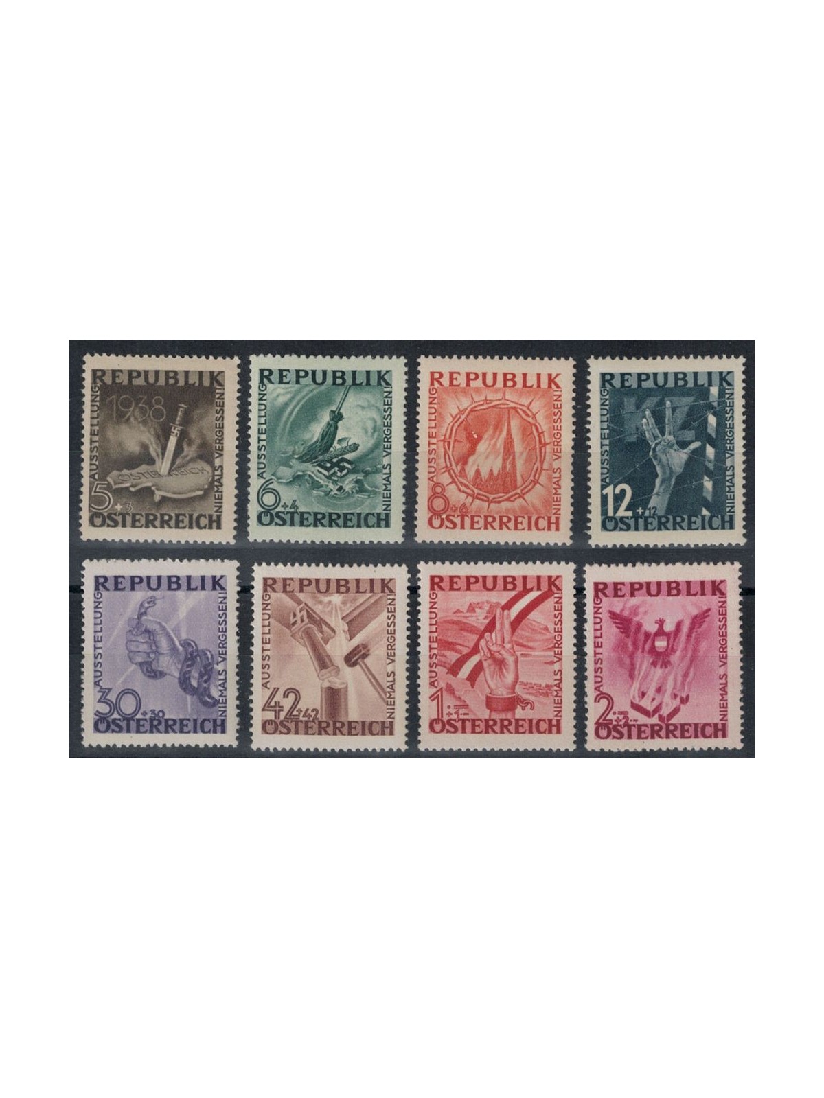 AUSTRIA 1946 Anti-Fascist Exhibition 8v MNH**