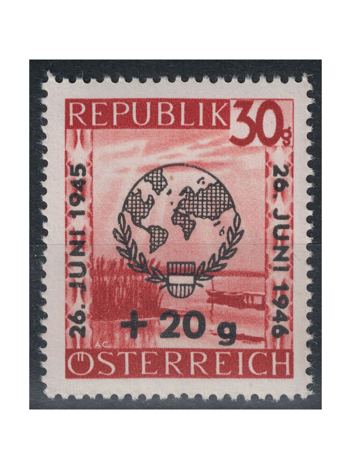 AUSTRIA 1946 Anniversario delle Nazioni Unite MNH**