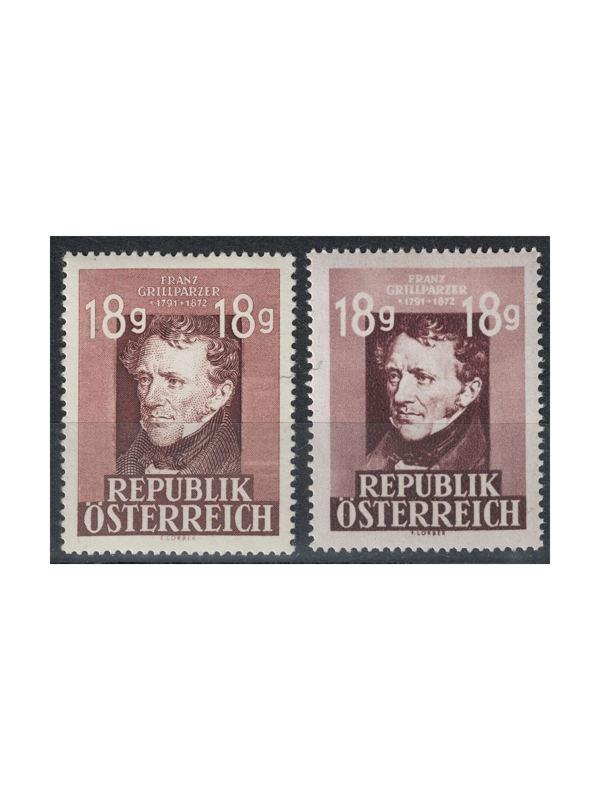 AUSTRIA 1947 Franz Grillparzer 2v MNH**