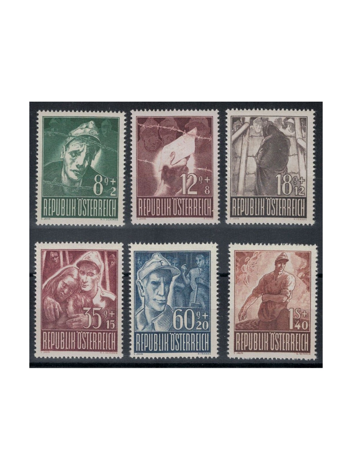 AUSTRIA 1947 Pro prisoners of war 6v MNH**