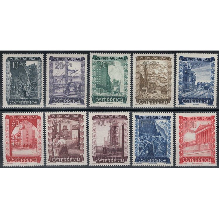 AUSTRIA 1948 Pro ricostruzione, vedute diverse 10v MNH**