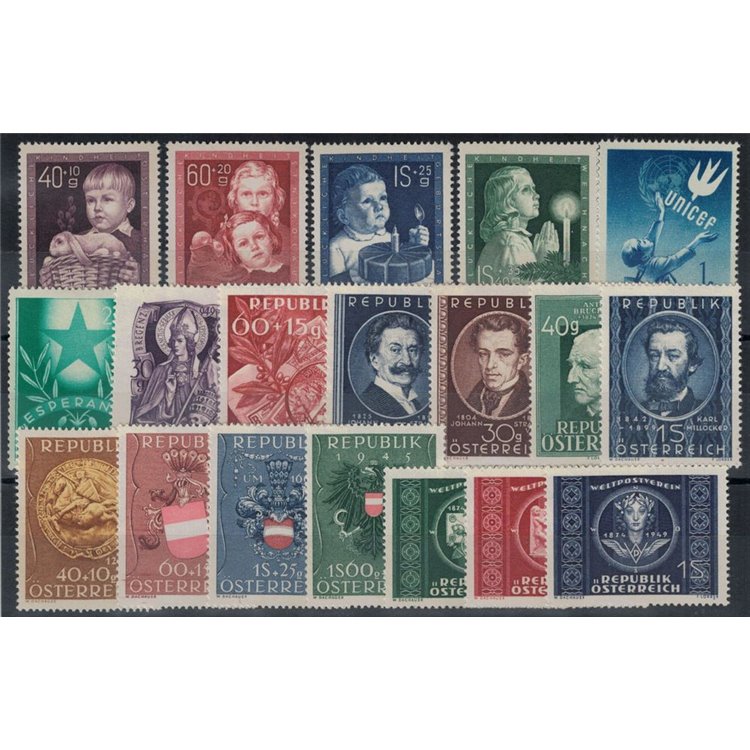 AUSTRIA 1949 Annata completa 19v MNH**