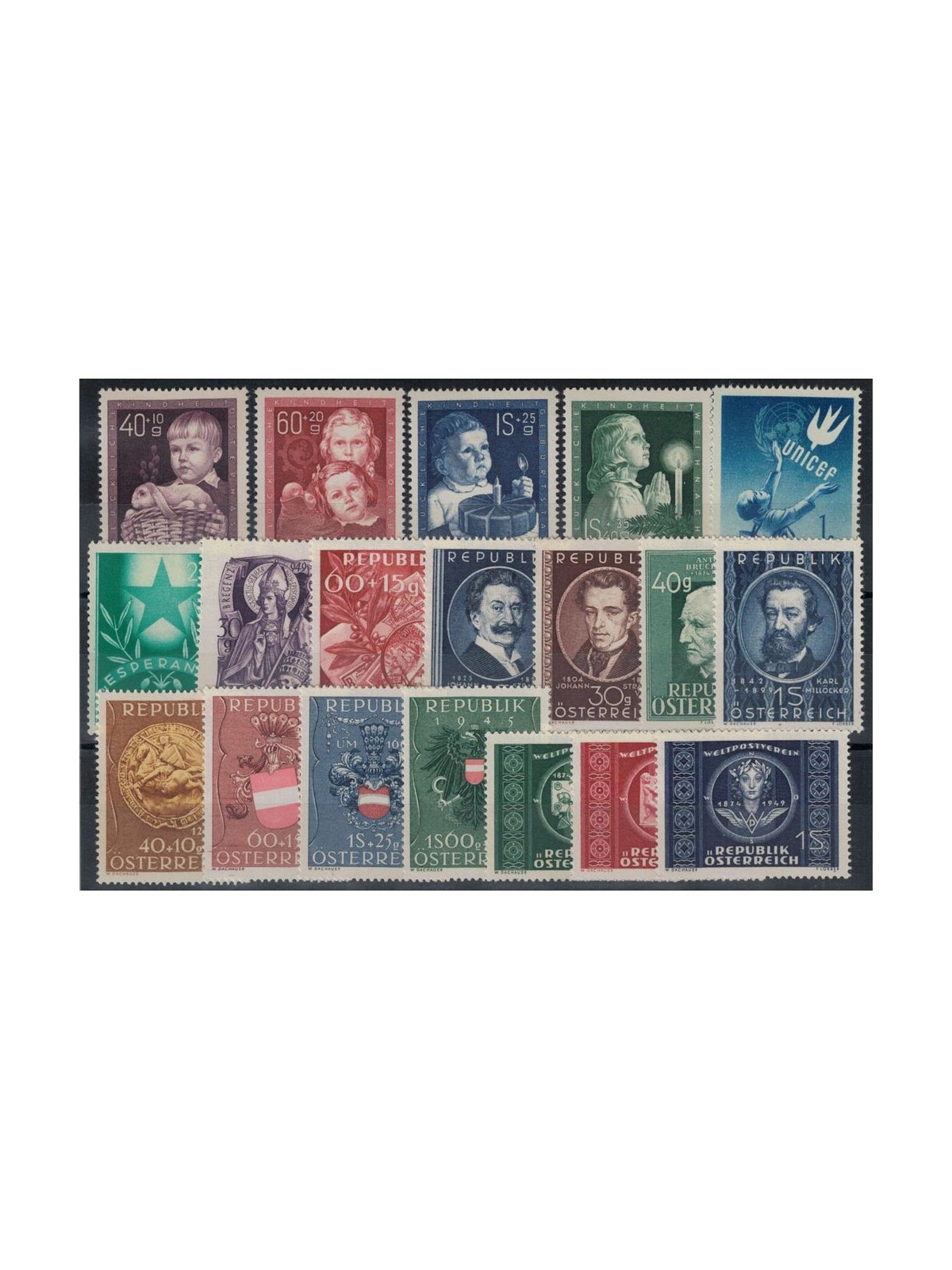 AUSTRIA 1949 Complete vintage 19v MNH**