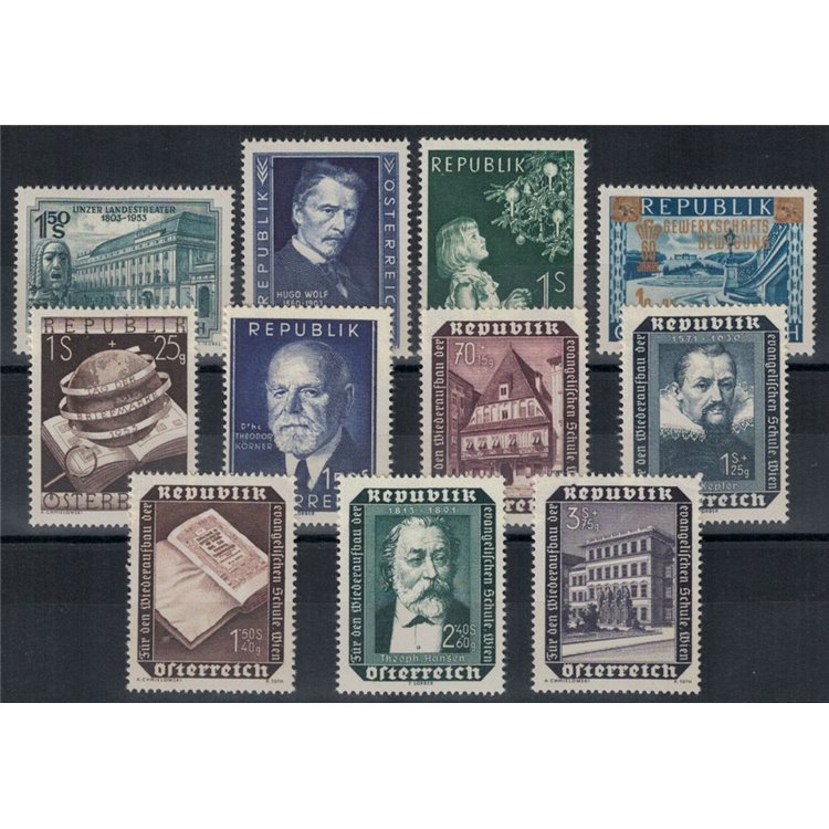 AUSTRIA 1953 Annata completa 11v MNH**
