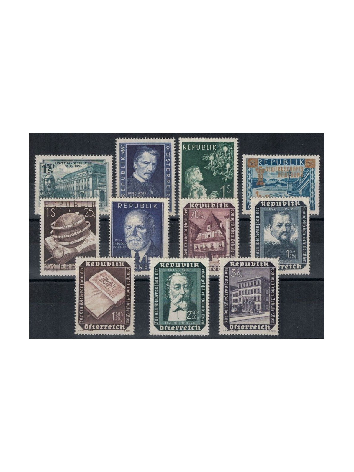 AUSTRIA 1953 Annata completa 11v MNH**