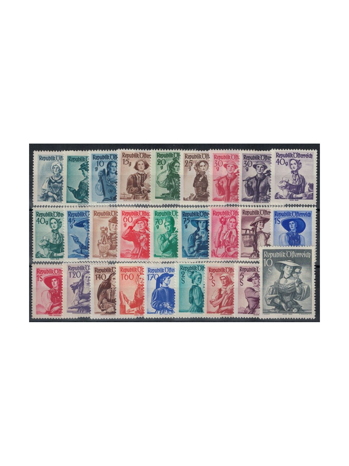 AUSTRIA 1948-50 Regional costumes 27v MNH**
