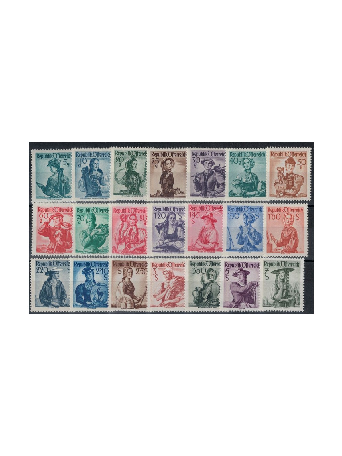 AUSTRIA 1958-59 Regional costumes 21v MNH**