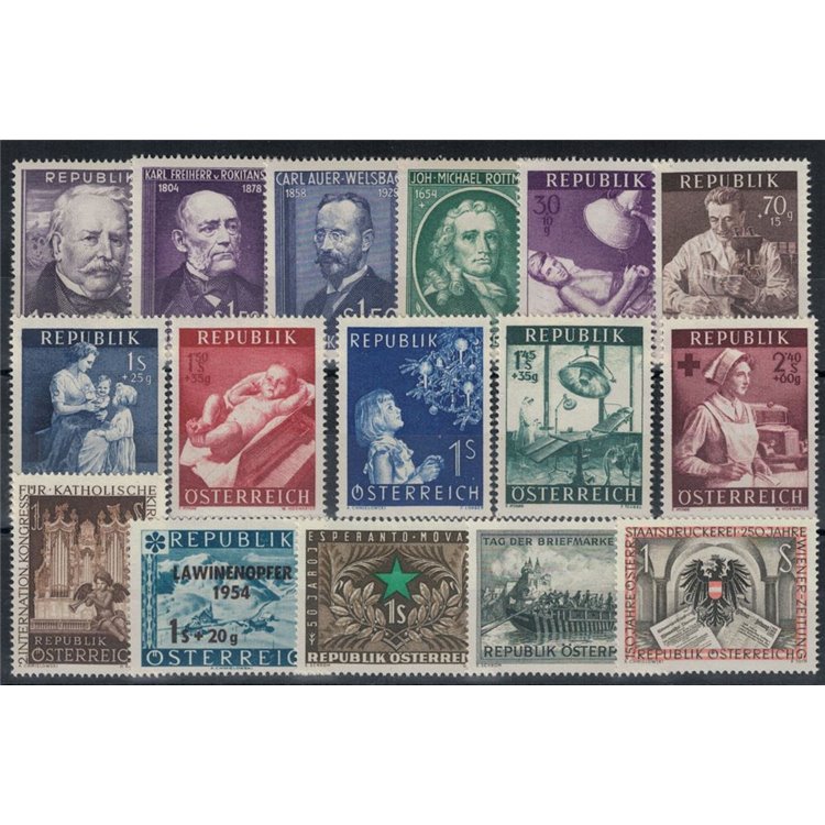 AUSTRIA 1954 Annata completa 16v MNH**