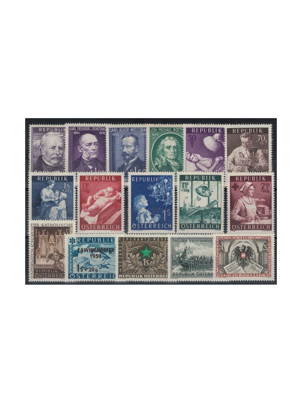 AUSTRIA 1954 Annata completa 16v MNH**