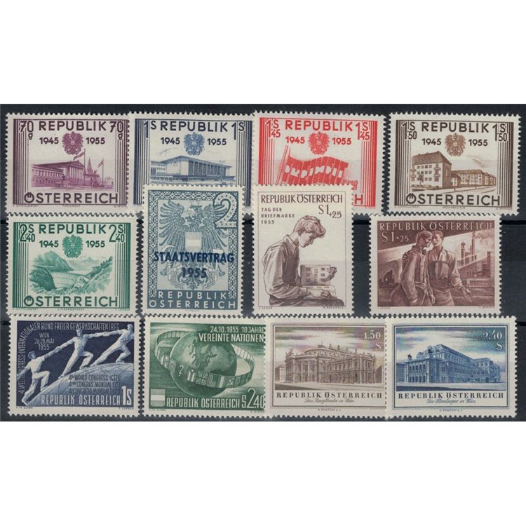 AUSTRIA 1955 Annata completa 12v MNH**