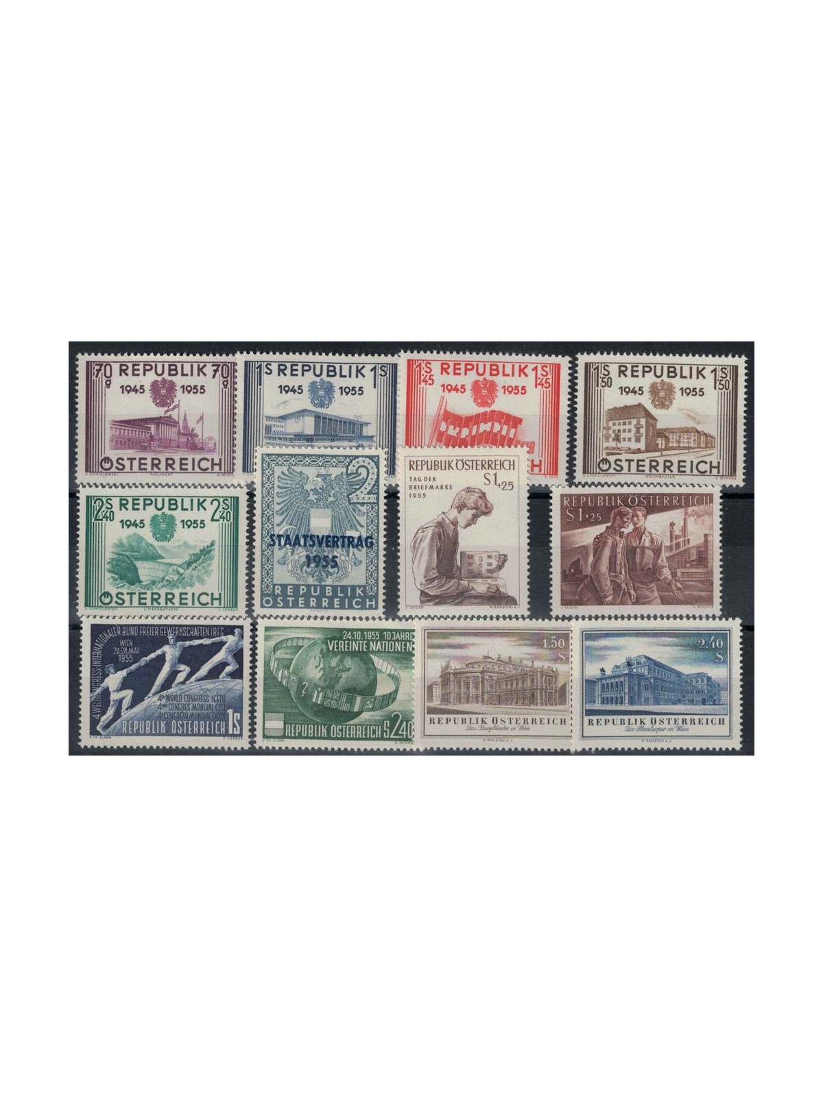 AUSTRIA 1955 Annata completa 12v MNH**
