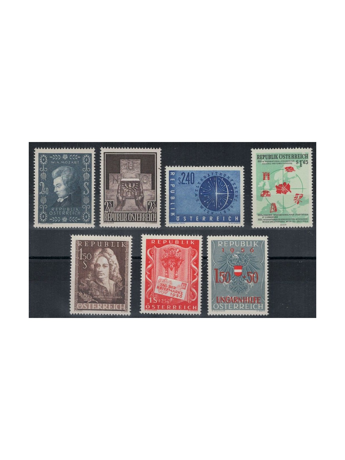 AUSTRIA 1956 Complete vintage 7v MNH**