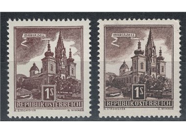 AUSTRIA 1957 Mariazell Basilica, yellow rubber 2v MNH**