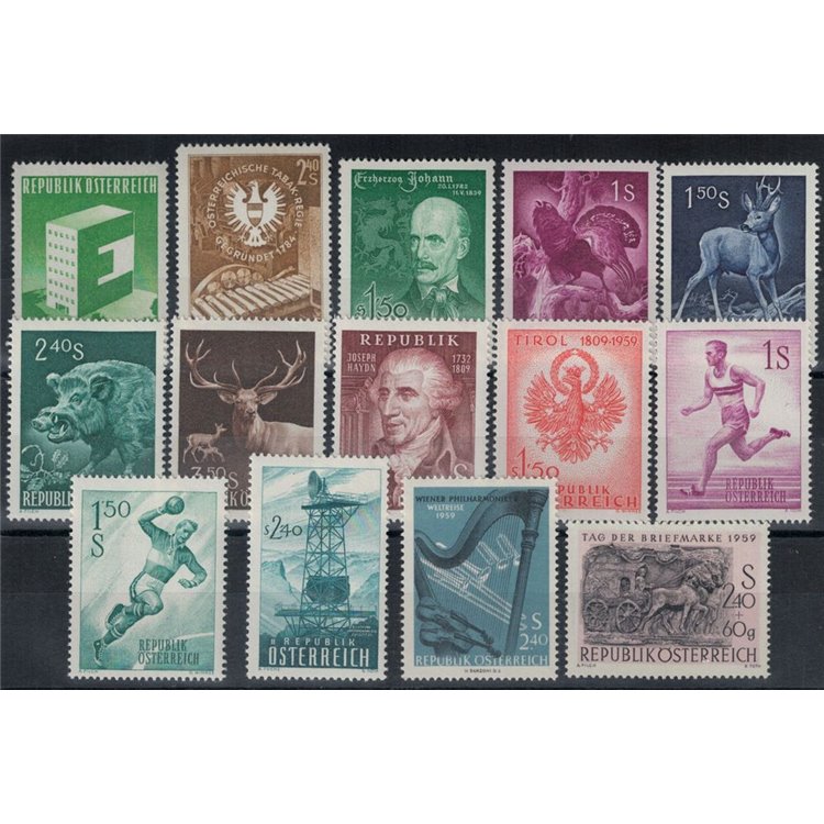 AUSTRIA 1959 Complete vintage 14v MNH**