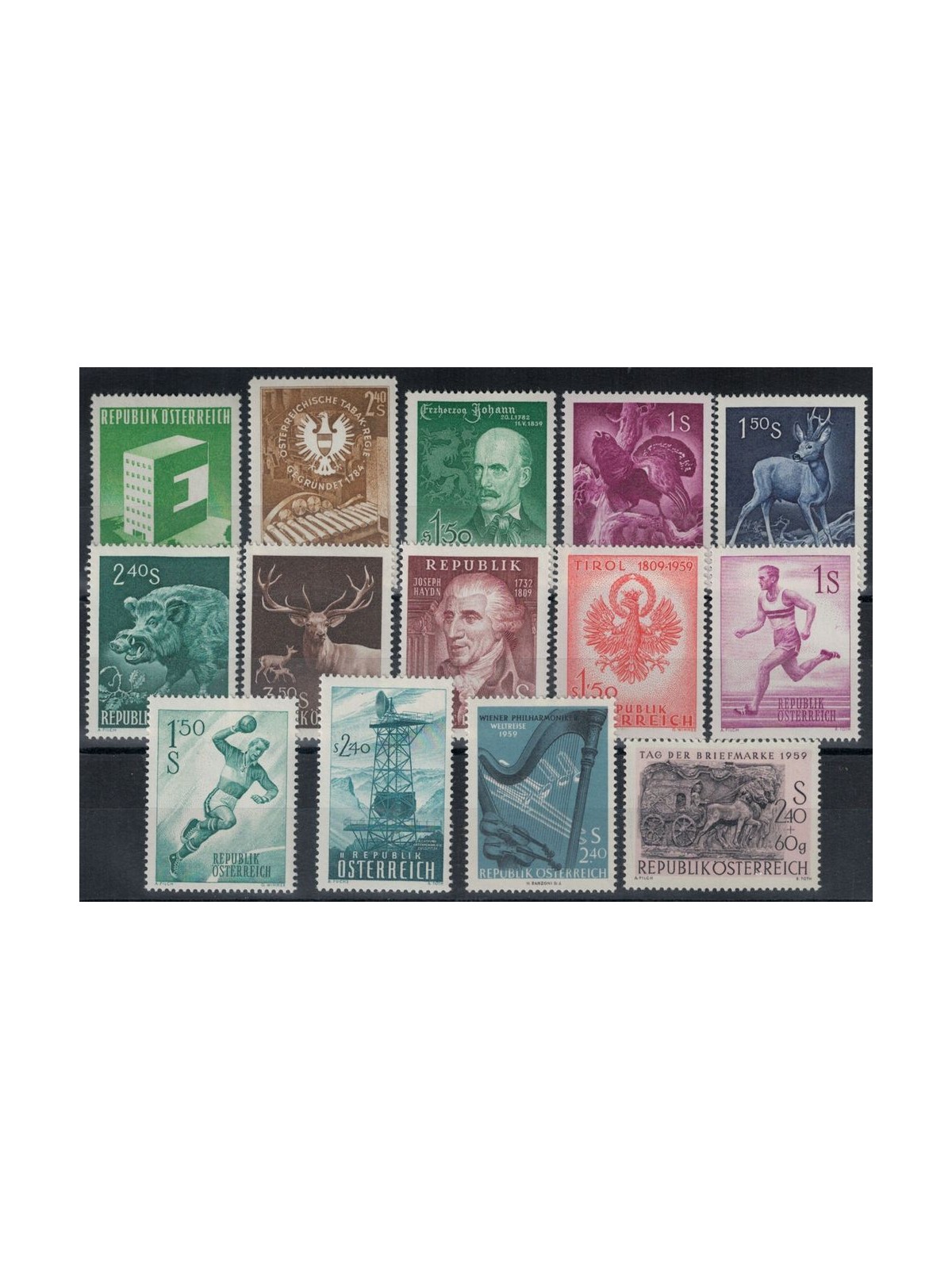 AUSTRIA 1959 Annata completa 14v MNH**