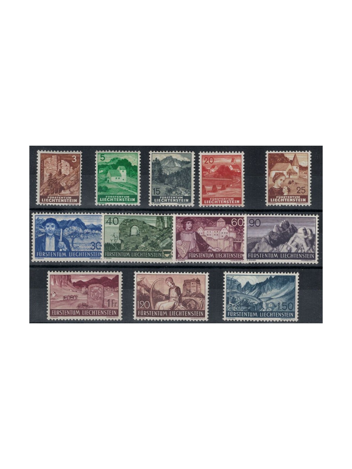 LIECHTENSTEIN 1937-38 Vedute diverse 12v MNH**
