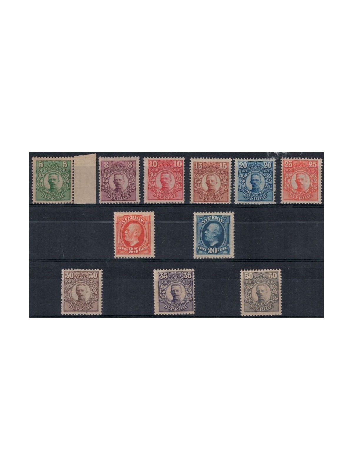 SVEZIA 1911-12 Re Gustavo V e Re Oscar II 11v MNH**