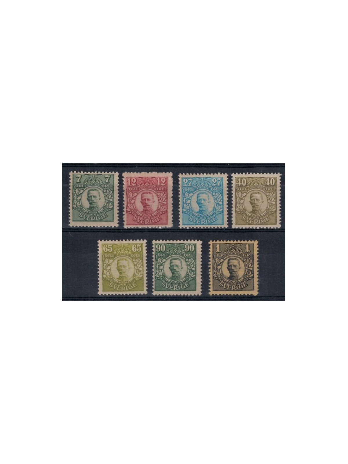 SWEDEN 1917-19 Effigy of King Gustav V 7v MNH**