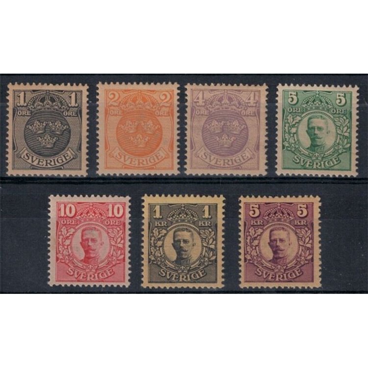 SVEZIA 1910-14 Re Gustavo V 7v MNH**
