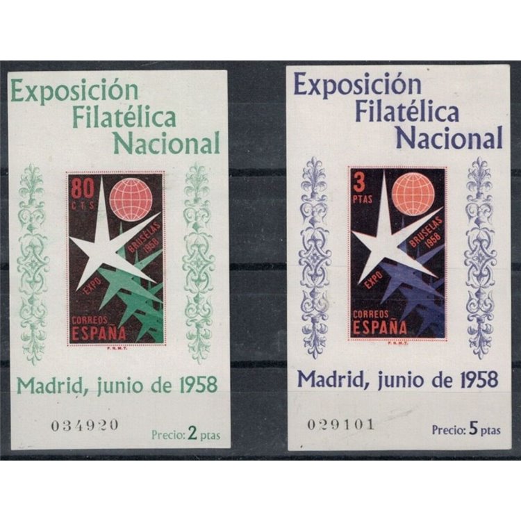SPAIN 1958 Brussels Expo 2 s/s MNH**