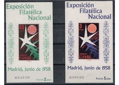 SPAIN 1958 Brussels Expo 2 s/s MNH**