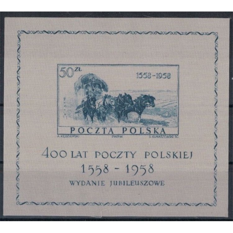 POLONIA 1958 Centenario della Posta polacca BF MNH**