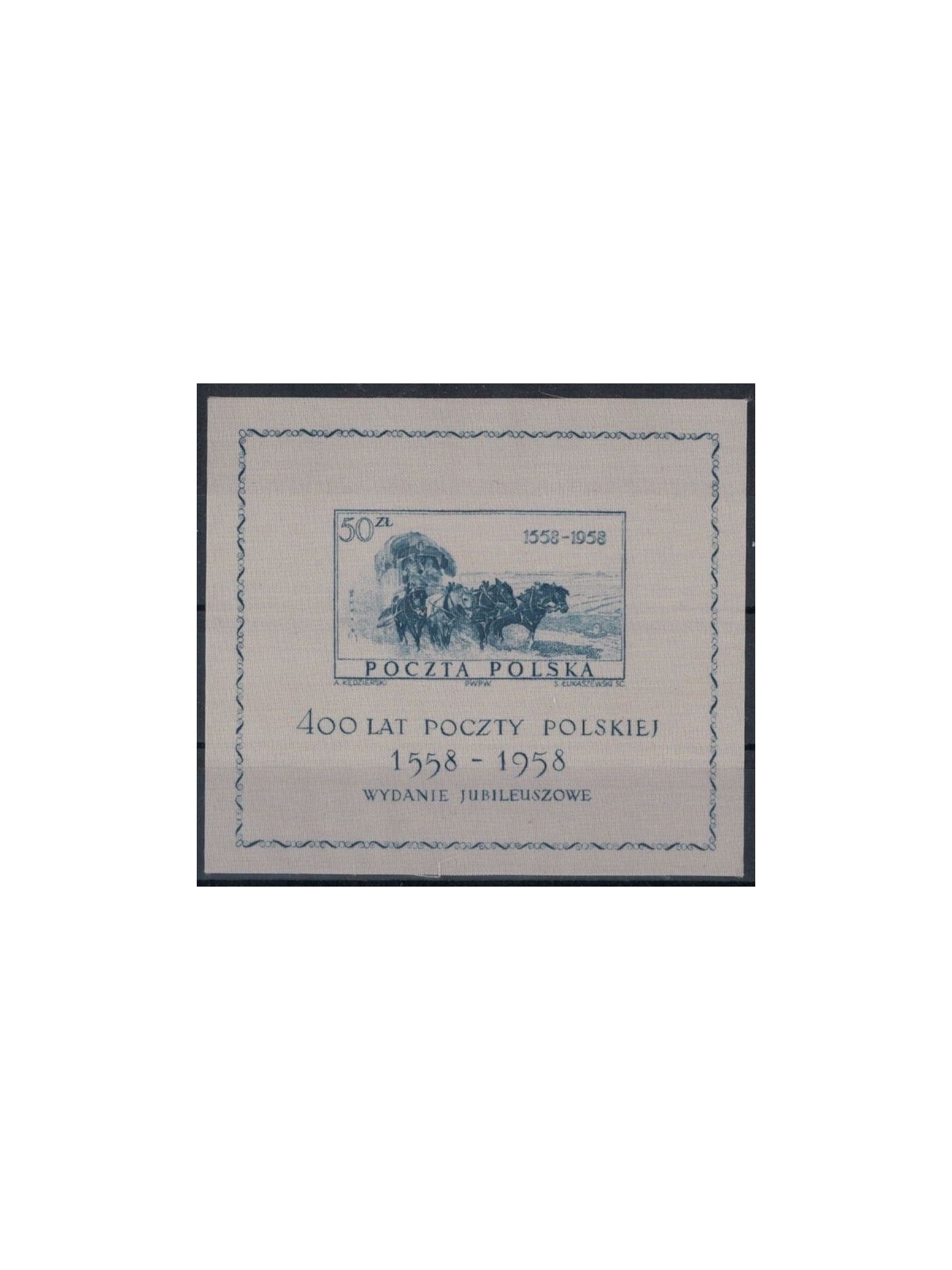 POLAND 1958 Centenary of the Polish Post Office s/s MNH**