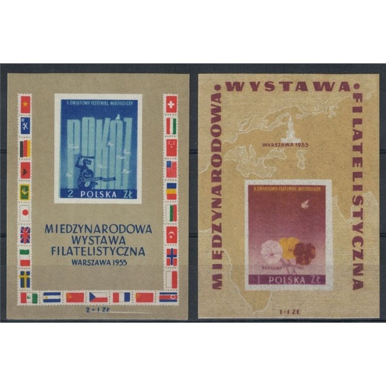 POLONIA 1955 Expo di Varsavia 2 BF MNH**