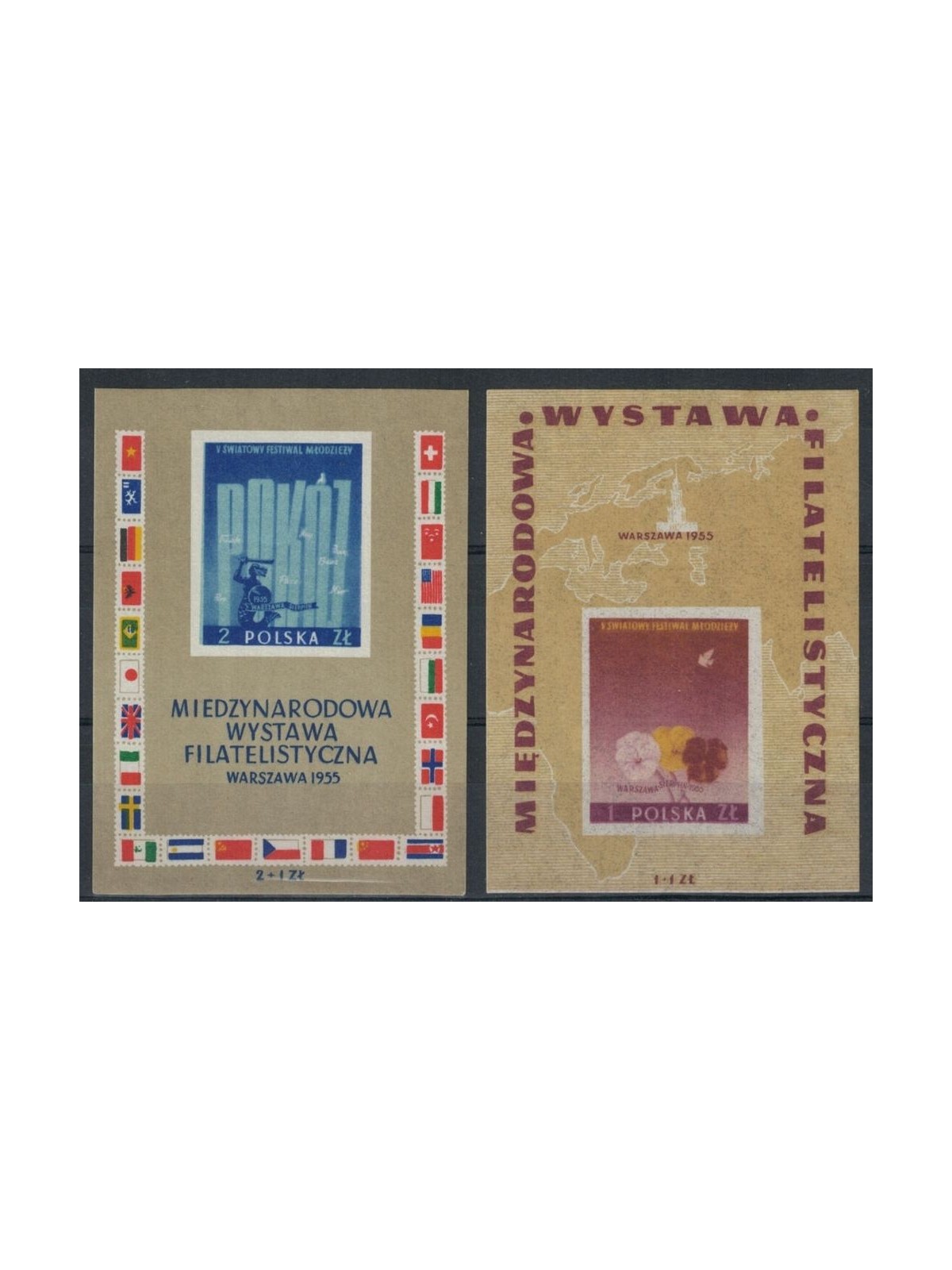 POLONIA 1955 Expo di Varsavia 2 BF MNH**