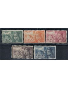 SPAGNA 1951 Regina Isabella la Cattolica, posta aerea 5v MNH**