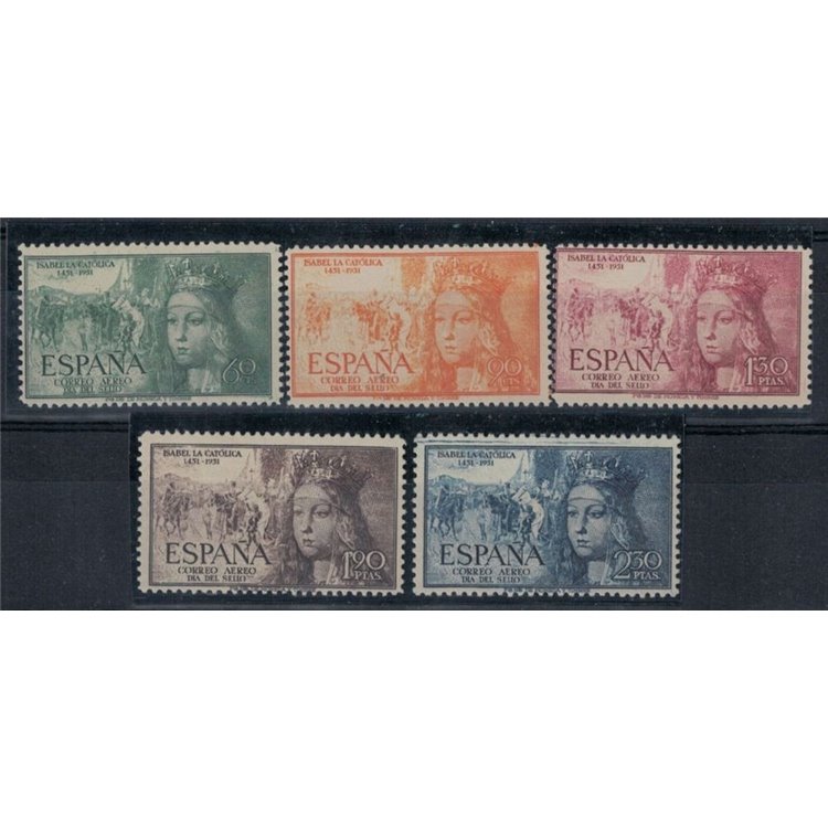 SPAIN 1951 Queen Isabella the Catholic, airmail 5v MNH**