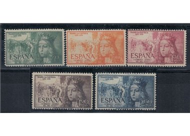 SPAIN 1951 Queen Isabella the Catholic, airmail 5v MNH**