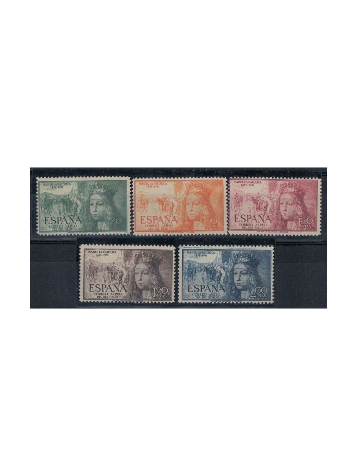 SPAIN 1951 Queen Isabella the Catholic, airmail 5v MNH**