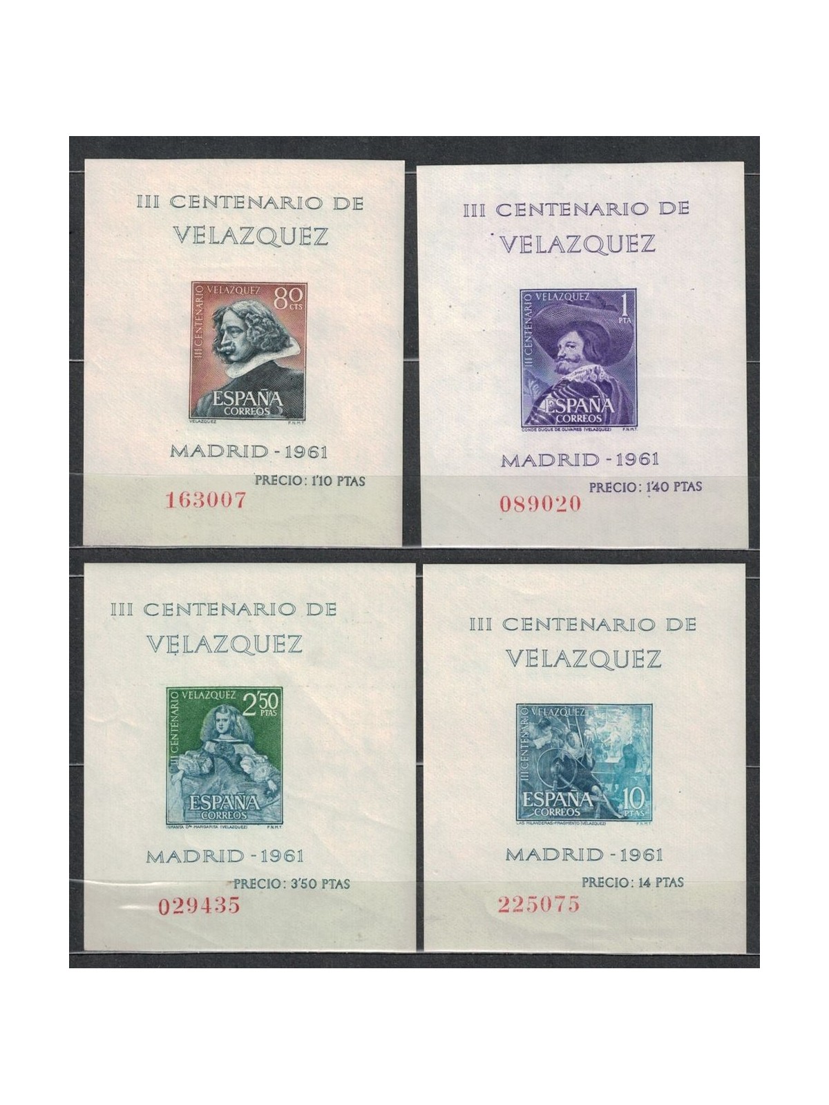 SPAGNA 1961 Centenario Velasquez 4 BF MNH**