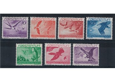 LIECHTENSTEIN 1939 Volatili diversi, posta aerea 7v MNH**