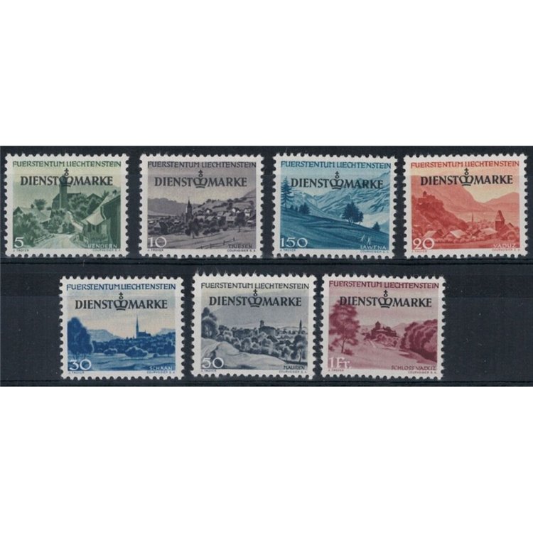 LIECHTENSTEIN 1947 Vedute, francobolli di servizio 7v MNH**
