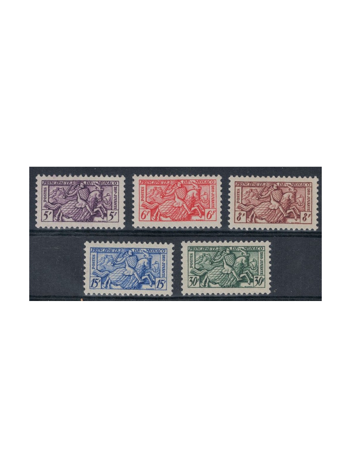 MONACO 1955 Cavaliere in armatura 5v MNH**