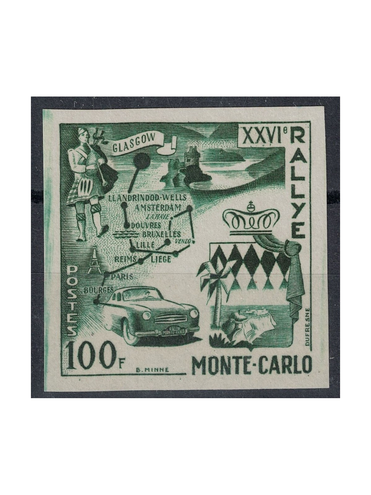 MONACO 1956 Rally di Montecarlo, prova di lusso MNH**